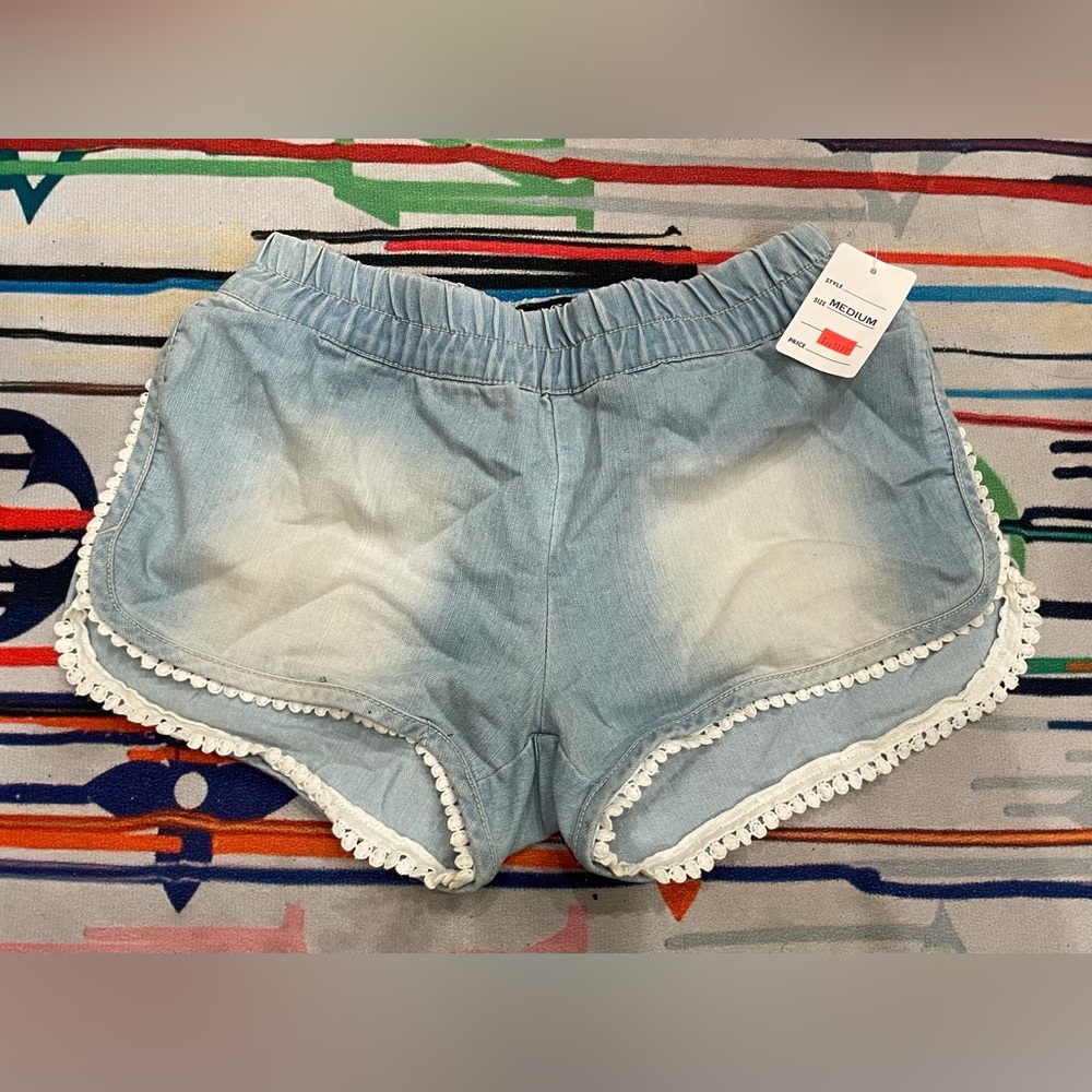 Denim Shorts with Lace Detail